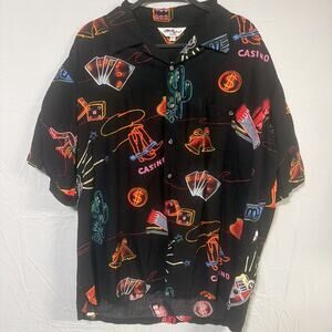 Tori Richard Honolulu Shirt Mens XL Las Vegas Casino Neon Hawaiian Camp